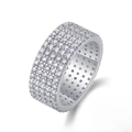Eleganter 925 Sterling Silber 5-Reihen Moissanit Ring mit professionellem GRA Zertifikat - US 9 / Fünfreihiger Micro-Pave-Stil (R13799) (Mit Zertifikat)