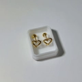 Gold hollow heart stud earrings in 18k stainless steel with ball screw backs - 10# Gold Intertwined Lines Heart