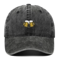 Cappellino da baseball grigio scuro in cotone lavato con ricamo di boccali di birra - Regolabile / Nero