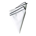 Classic white men's pocket square with elegant black contrast piping detail - White with Black Edge (12)