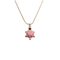 Elegant gold-plated turtle pendant necklace with pink enamel shell for women - 50+5CM Snake Bone Chain / Pink