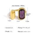 18K gold plated stainless steel ring with purple zircon and oval bead detail - Purple