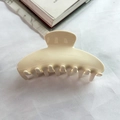 Elegant cream white acetate hair claw clip for thick hair in a classic French half-round style - White Acetate