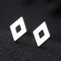 Minimalist silver geometric hollow rhombus stud earrings in polished stainless steel - Hollow Rhombus / Silver