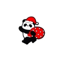 Cute Christmas panda enamel brooch pin with red Santa hat and gift bag accessory - Panda with Christmas Hat and Gift Bag (CZ2288-5)