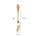 Gouden 304 roestvrijstalen vintage koninklijke vork met reliëf handvat, 18,5 cm - Gouden middelgrote vork