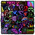 Close-up of waterproof neon graffiti stickers with high saturation glow effects for laptops - Neon Trend Logo Style 2 (TQ50-0007)