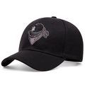 Casquette de baseball noire en coton avec broderie ninja 3D et visière courbée mode - Taille unique / Noir