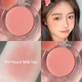 Matte powder blush in shade 03 Peach Milk Tea with arm swatches and makeup effect - 3# Peach Milk Tea