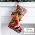 Large 48cm reindeer Christmas stocking with 3D plush deer and ski decor for gift packing - Skiing Reindeer Christmas Stocking