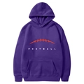 Violetter American-Football-Hoodie mit Football-Druck und warmer Kapuze mit Kordelzug - S / Oberteile / Lila