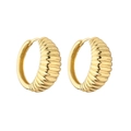 Klassische goldene Croissant-Creolen in ovalem Design mit eleganter Rippenstruktur - 1 Paar Packung / Gold Rund