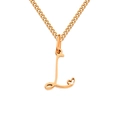 Elegant rose gold letter L necklace with heart pendant on polished stainless steel chain - Letter L / Gold