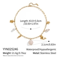 Collar oceánico de acero dorado con dijes de caballito de mar y perlas con medidas - Estilo de Múltiples Colgantes de Criaturas Marinas (YYN025246)