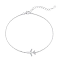 Elegant S925 sterling silver airplane bracelet with white zircon inlay for women - 925 Silver / Silver