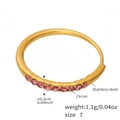 Detail view of gold titanium ring featuring pink zircons and technical measurements - US 7 / Gold-Pink Zirconia