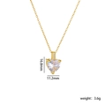 Gold plated heart pendant necklace with clear zircon stones measuring 16.8mm x 11.2mm - Clear White