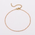18k gold plated stainless steel anklet with pink beads and adjustable lobster clasp - 22+5cm / Gold-Pink