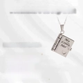Titanium steel book necklace with My Little Hero engraving and heart cutout pendant - 41 Silver Boy Style Necklace