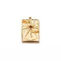 Goldener rechteckiger Anhänger mit Sonnenrelief und Sternenmotiv für DIY-Schmuck - Gold-Rechteckige Sonnenplatte