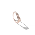 Minimalist rose gold hollow leaf ring with sparkling crystals and adjustable open band - Feather Leaf Pave / Rose Gold-Leaf