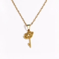 18k gold plated stainless steel O-chain necklace with a simple flower pendant detail - April Gold
