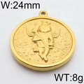 24mm goldener Engel Relief Anhänger mit feinem Vogelmuster aus Edelstahl im Vintage-Stil - Goldener Kleiner Engel 24mm (KLJ6310-Z)
