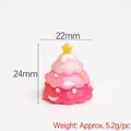 Mini resin Christmas tree charm in gradient pink and white with a yellow star top - Gradient Pink