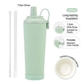 Mintgrüner 830ml Thermobecher mit Keramikbeschichtung, Tritan-Strohhalm und Magnetgriff - 830ml / Blassgrün