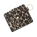Leopard print card holder keychain with silicone beads and stylish gold hardware - B7 Brown Leopard