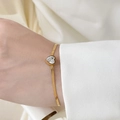 Elegant gold snake chain bracelet featuring a sparkling zircon heart pendant for women - Heart Zircon Bracelet