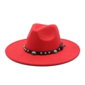 Klassischer roter Filzhut mit breiter Krempe und Nietendekor für Damen und Herren - M (56-58cm) / Rot