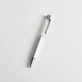 Elegante penna a sfera in argento lucido con imbottitura in cristallo bianco - Argento - Cristallo Bianco