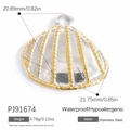 Pendentif en acier inoxydable en forme de coquillage, design bicolore or et argent - PJ91674-Coquille en Métal