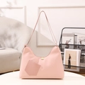 Minimalist light pink quilted shoulder bag with chic herringbone pattern and golden zipper - Pink