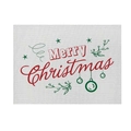 Detail of cotton linen Christmas placemat with Merry Christmas print and festive ornaments - CD092-8 Star Ornaments