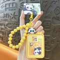 Schattige panda schuifpuzzel sleutelhanger met een felgele kralen polsbandje luxe - Panda Schuifpuzzel / Geel