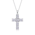 Exquisite 925 silver cross pendant necklace with sparkling white zircon insets on O-chain - Square Accented Cross Style (P14704) / Without Certificate