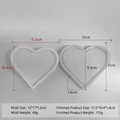 Translucent heart-shaped silicone resin mold with precise size and weight measurements - Heart Shape J-266