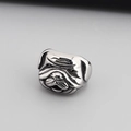 Vintage silver bulldog ring with intricate 3D animal carving and blackened finish - US 8 / Bulldog Animal Head Style (KR45960-K)