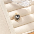 Gold-plated heart pendant necklace with dark gray crystal and white zircon border - Gray Pendant