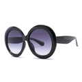 Gafas de sol redondas retro de gran tamaño para mujer con montura negra y lentes degradados - Montura Negra Lentes Moradas(C3)