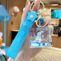Portachiavi con orso polare in liquido blu e cinturino in gomma con scritte - Orso Polare Blu sott'Olio - Cubo