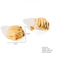 18K gold plated stainless steel stud earrings with 23mm wavy geometric texture - E664-41(3D Wave)