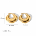 Französische Retro-Herz-Ohrringe aus 18K vergoldetem Edelstahl mit Produktmaßen - Gold (EKR12 -G)