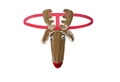 Detail van de rendier-string voor heren met rode riem en zachte pluche kerststof - Bruin Rendier