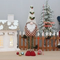 Retractable Christmas gnome decoration in red and green plaid reaching 90cm height - T1220659A-90cm Large Retractable Beard Style