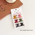 Set of 6 colorful Morandi mini hair claws in 2.5cm size on a fashion jewelry card - Mini Hair Clip Set (009#) / Set of 6