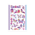 Waterproof temporary tattoo sheet with colorful butterfly and floral designs, style QMYG03 - Fluorescent QMYG-003