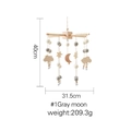 Gray moon felt baby mobile with wooden stars and beads, 40cm hanging crib toy - Grey Moon Mobile